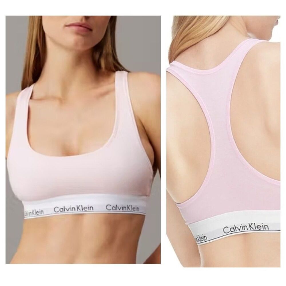 Calvin Klein Womens Pink Racerback Pullover Modern Cotton Bralette XS